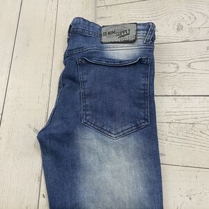 GS-115 Men's W32 x L30 Blue Slim Distressed Stressed Moto Skinny Jeans